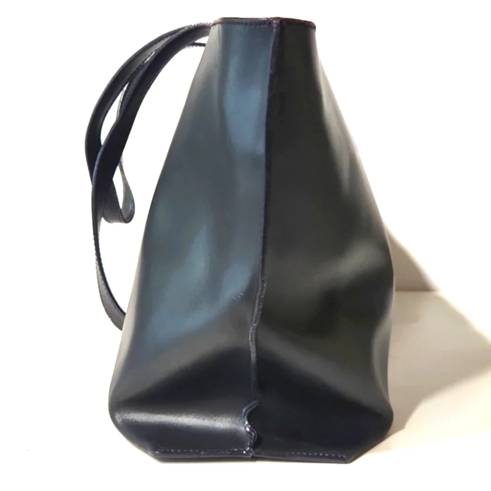 VTG Furla Authentic Black Leather X Large Tote Bag Satchel Made in Italy - Picture 10 of 15